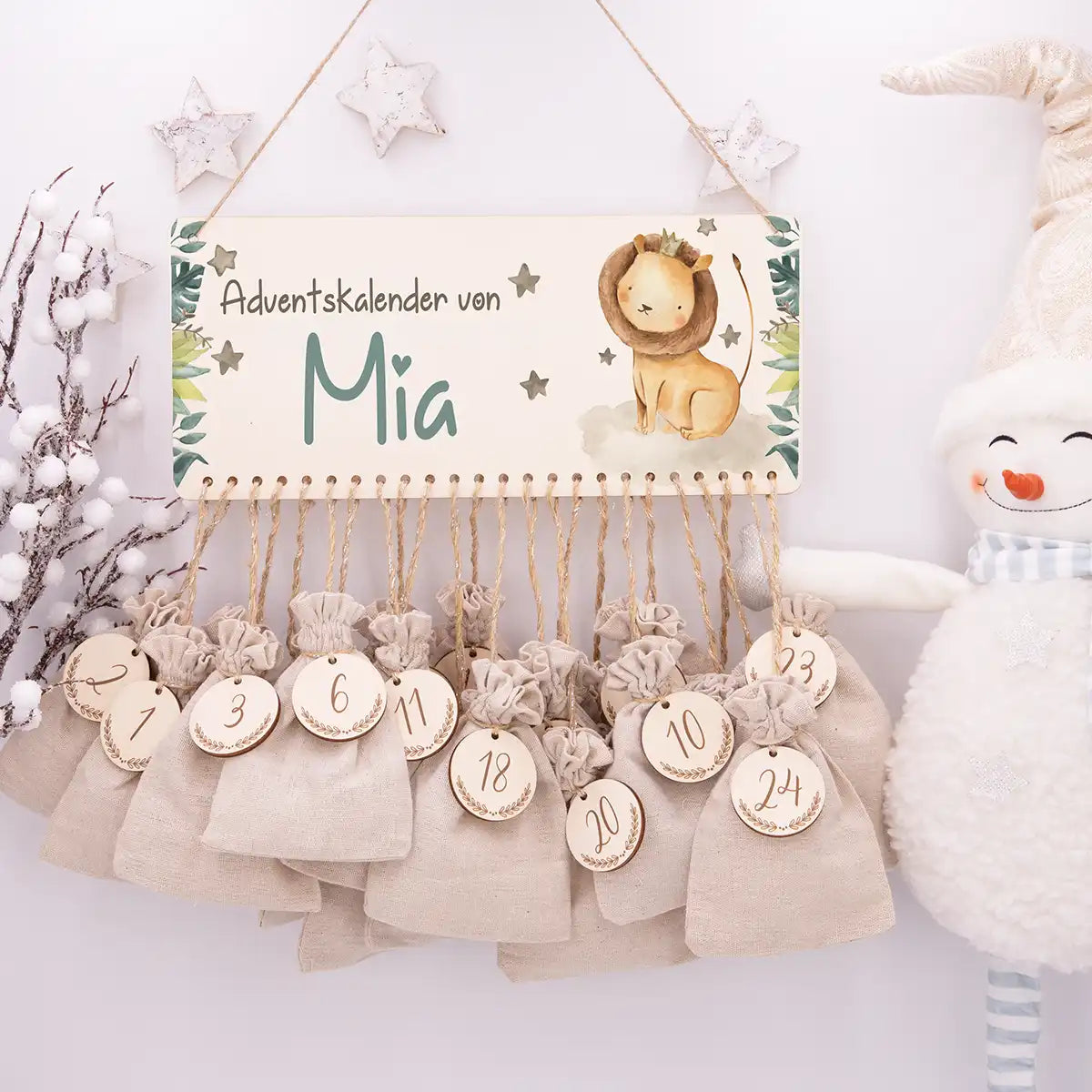 Personalisierbarer Adventskalender farbig - Löwe