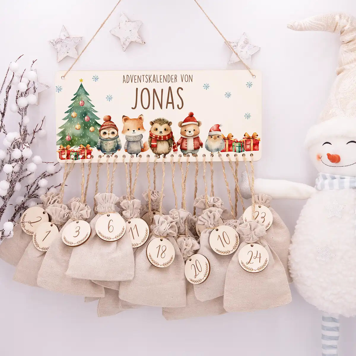 Personalisierbarer Adventskalender farbig - WeihnachtsglĂĽck