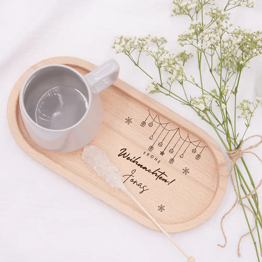 Holz-Serviertablett Weihnachtsgeschenk - Frohe Weihnachten niedliche Motive