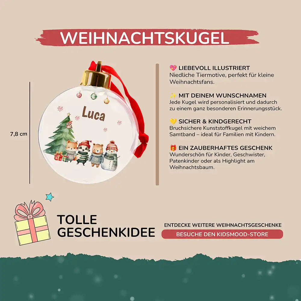 Weihnachtskugel personalisiert mit Namen - Waldzauber