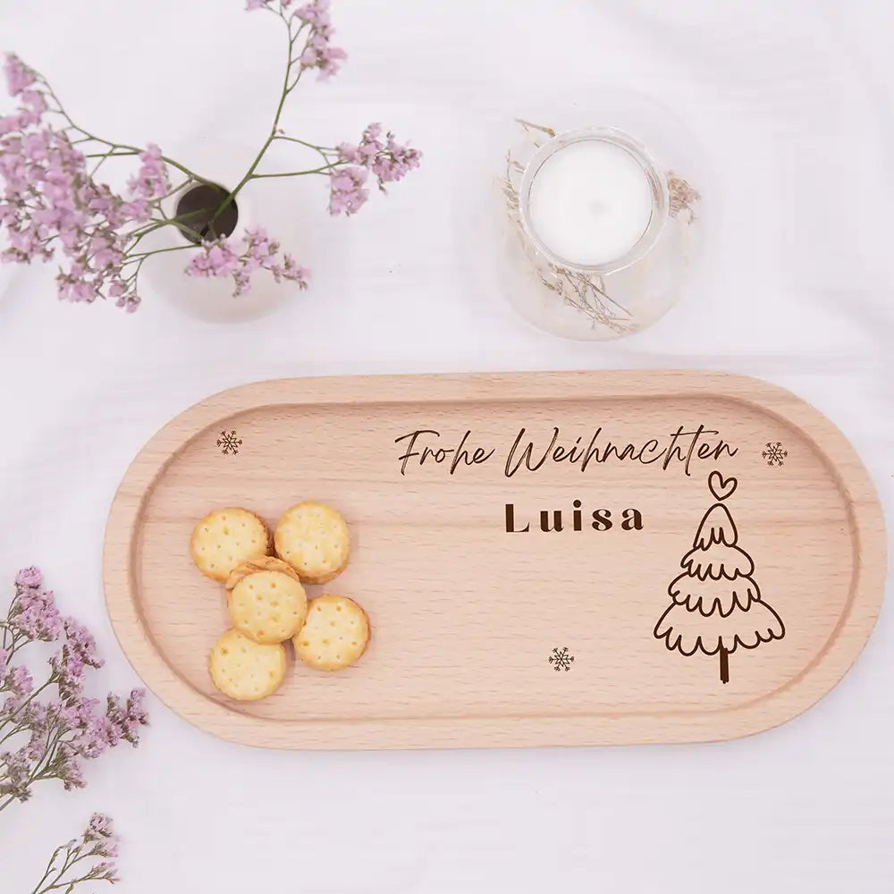 Holz-Serviertablett Weihnachtsgeschenk - Frohe Weihnachten niedliche Motive