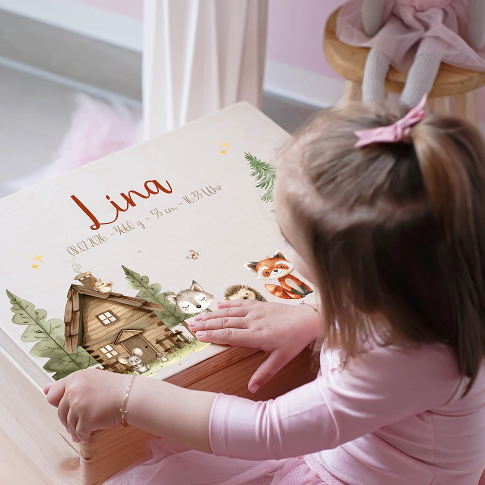 Erinnerungsbox Baby - fröhliche Waldtiere