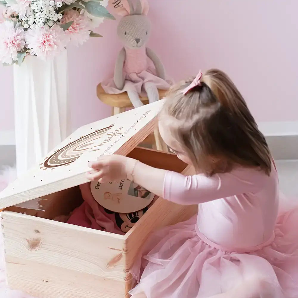 Erinnerungsbox Baby - Regenbogen Herz
