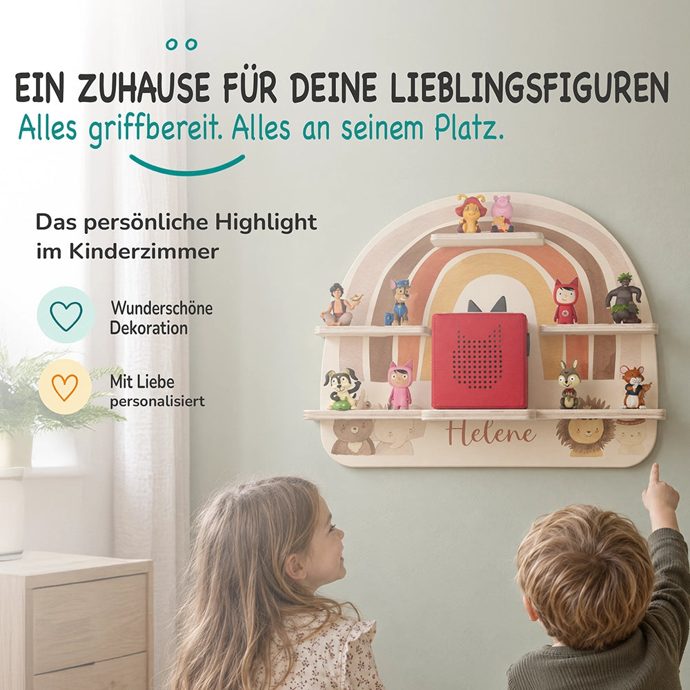 Tonie Regal aus Holz, Toniebox Regal personalisiert Regenbogen 8