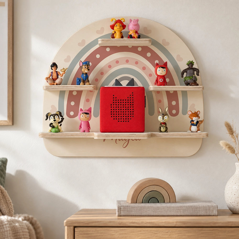 Tonie Regal aus Holz, Toniebox Regal personalisiert Regenbogen 5
