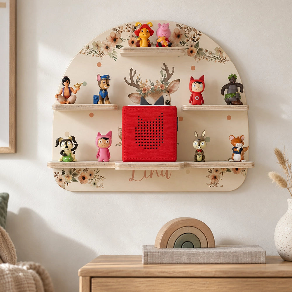 Tonie Regal aus Holz, Toniebox Regal personalisiert Reh