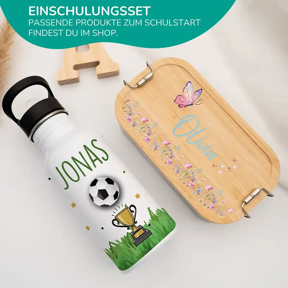 spülmaschinenfeste kinder trinkflasche mit fußball champion motiv