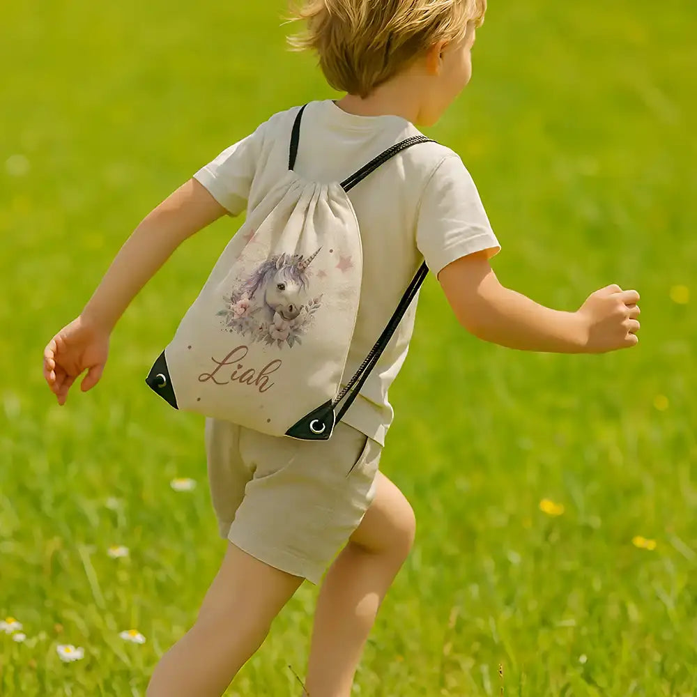 Personalisierter Turnbeutel mit Namen - Einhorn