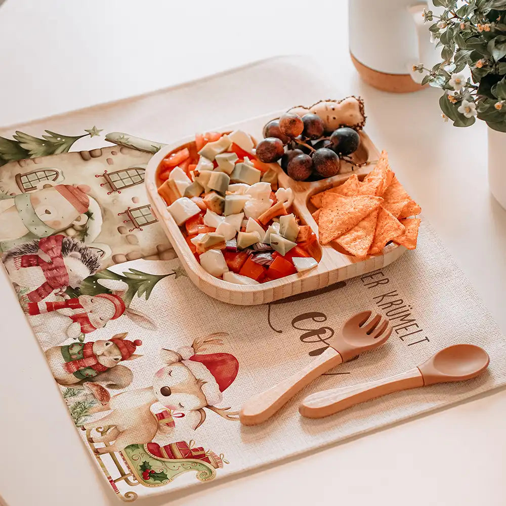 Tischset Kinder personalisiert mit Weihnachtsmotiv - Zauberhafte Tiere