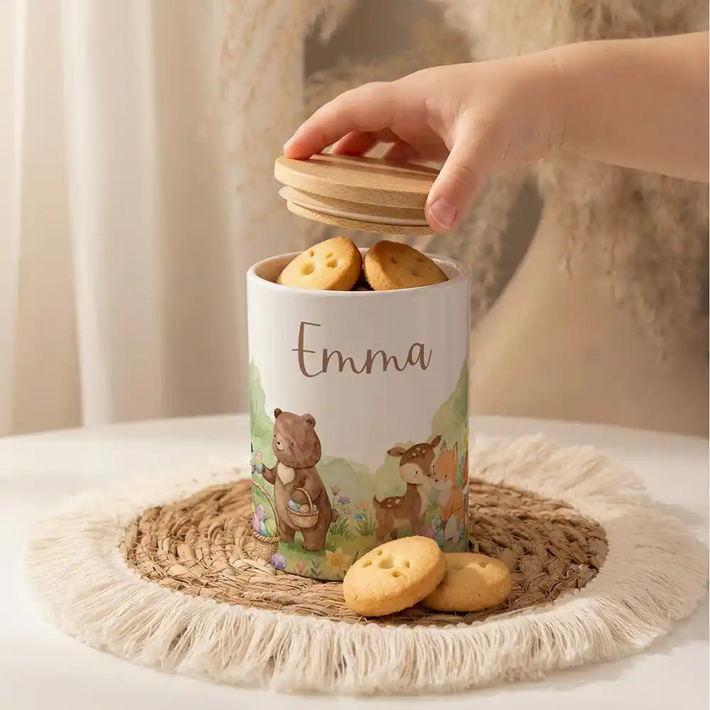 Personalisierte Keksdose Ostern BĂ€renfamilie als ZahnbĂŒrsten- & Stiftehalter (2-in-1)