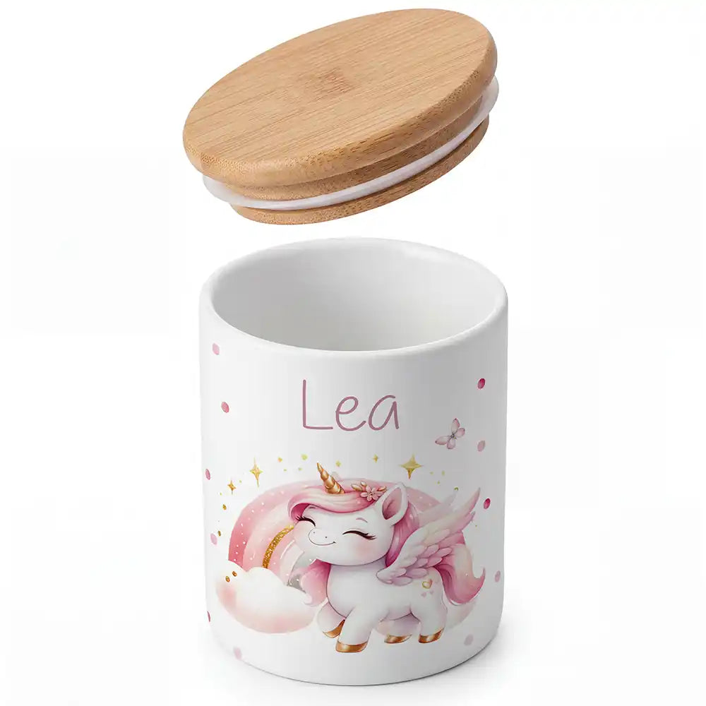 Personalisierte Keksdose Einhorn FlĂĽgel - Detailansicht Motiv