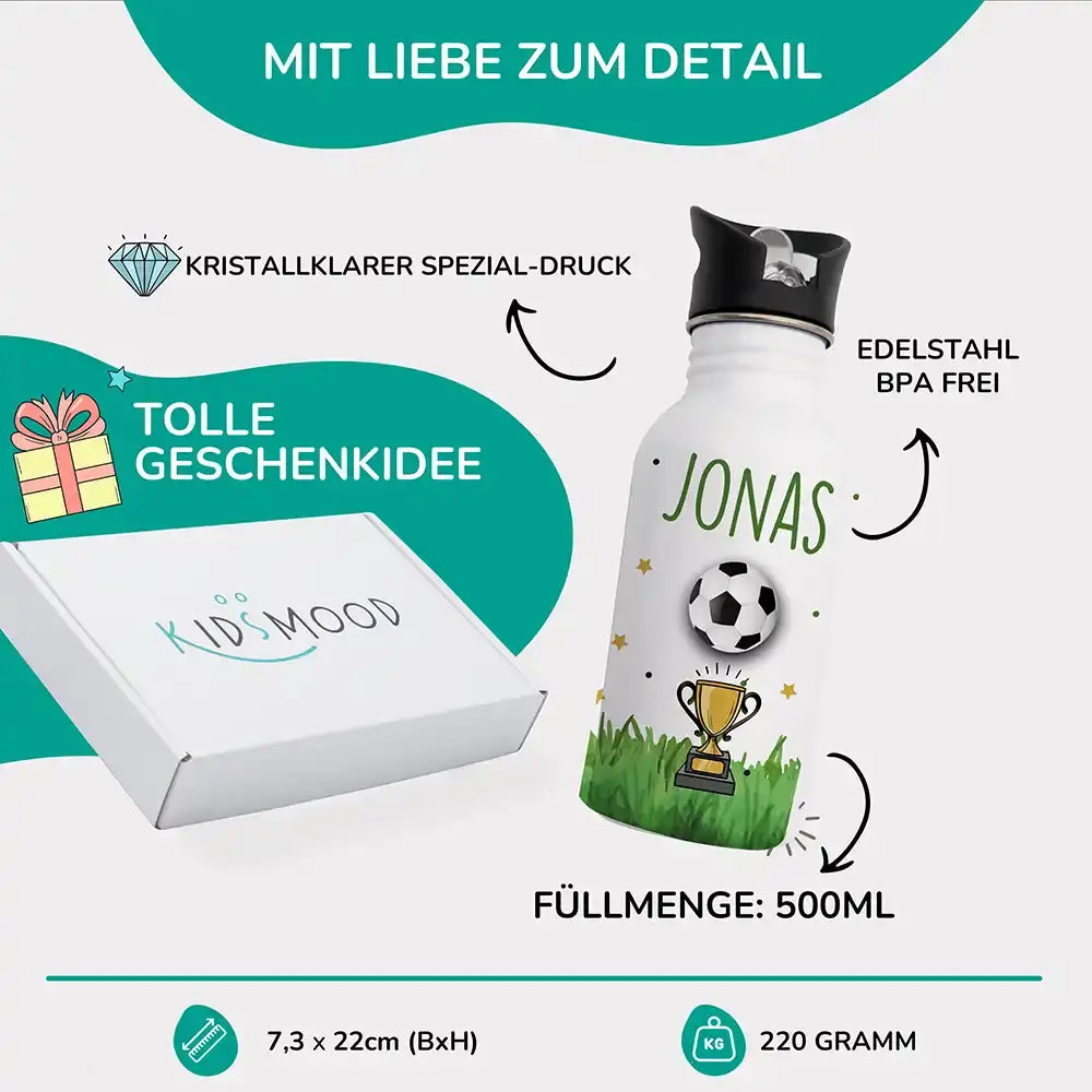 500ml edelstahl trinkflasche mit fußball champion design