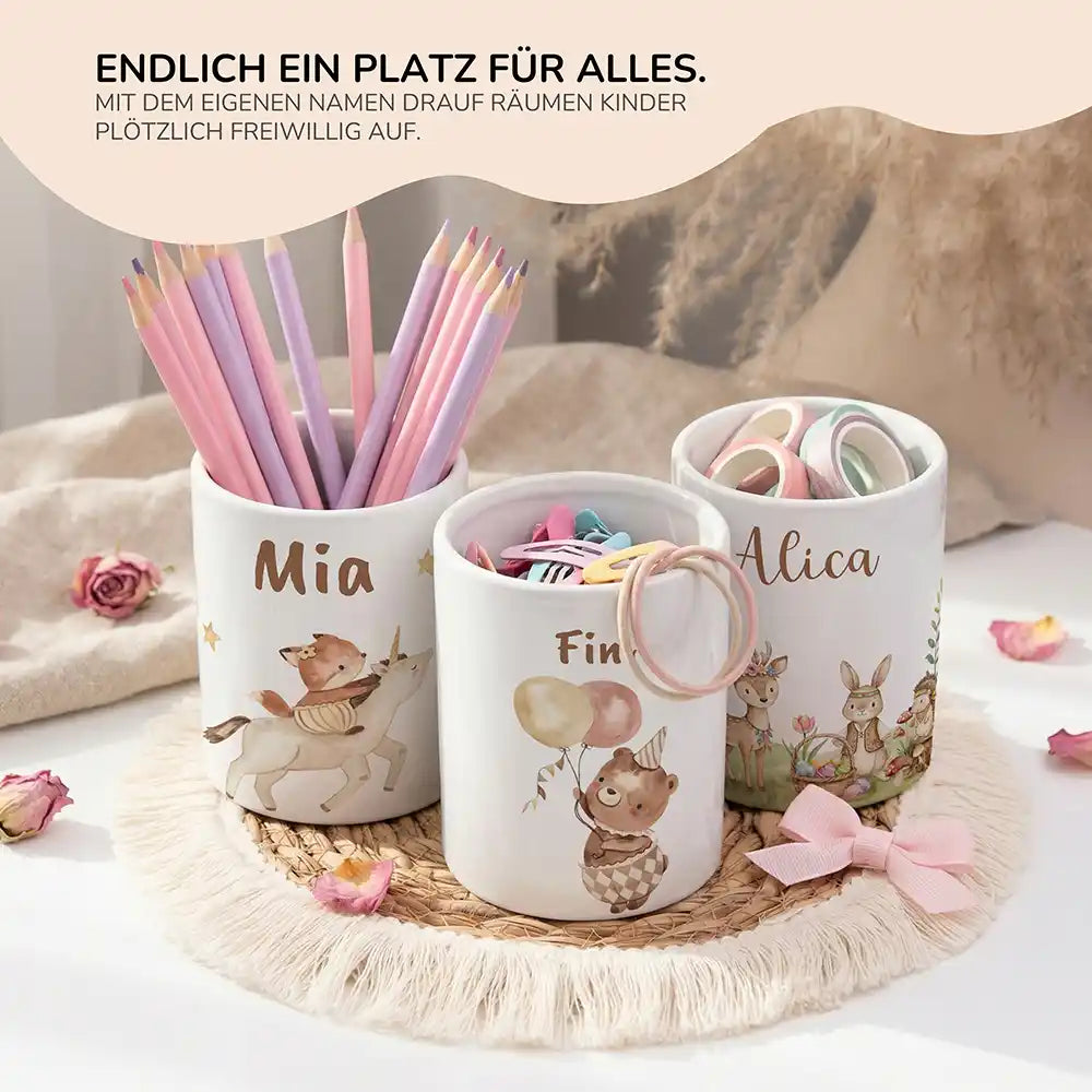 Personalisierter Stiftehalter BĂ€r Geburtstag - personalisiertes Geschenk mit Wunschnamen