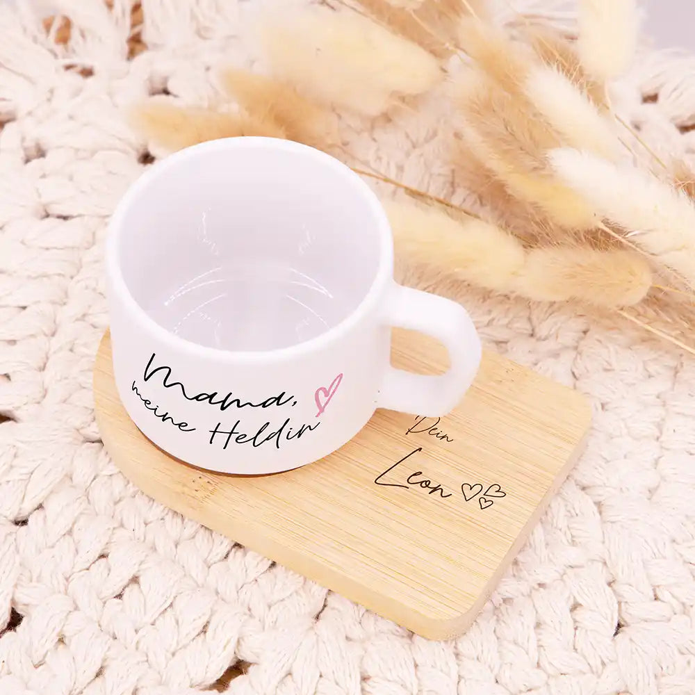 Personalisierte Tasse mit Namen Muttertag Mama meine Heldin – alle Ansichten