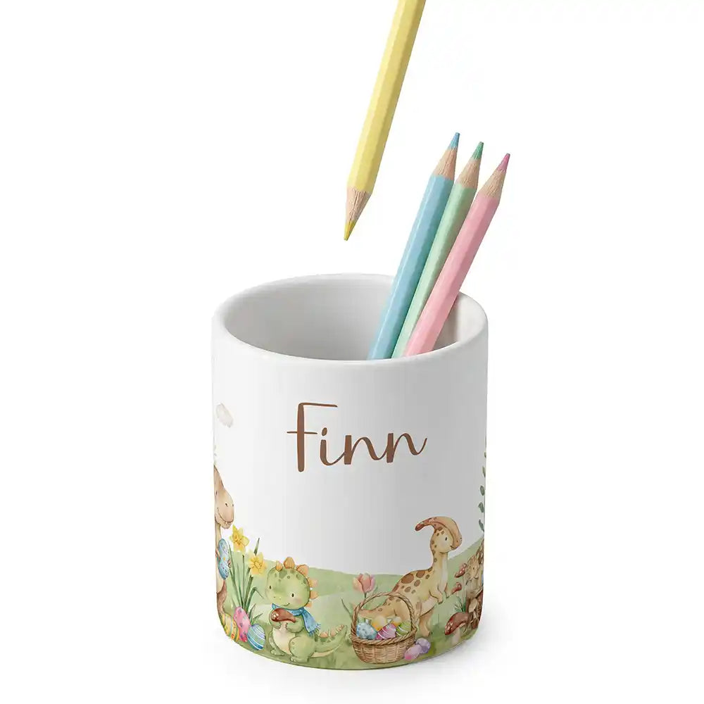 Zahnbürstenhalter Kinder Dinos Ostern - mit Namen aus Keramik