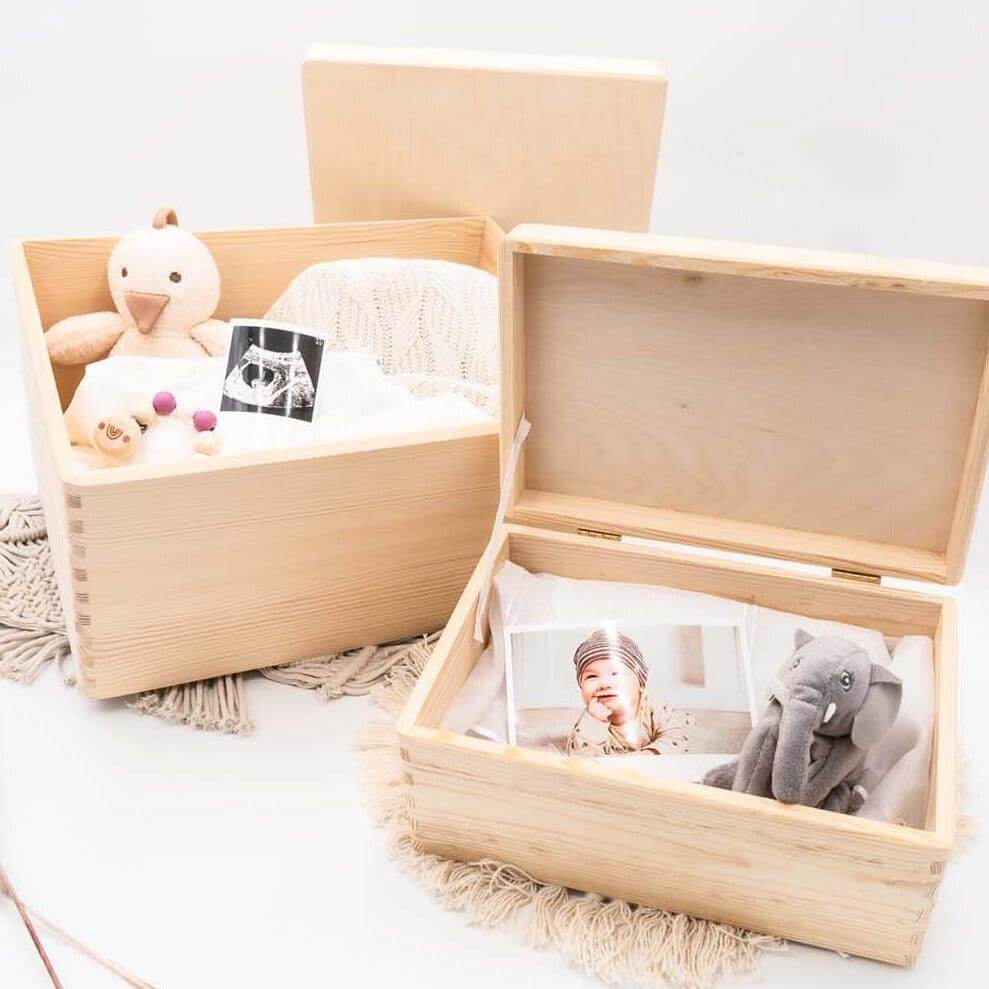 engraved memory box with woodland lion and custom name