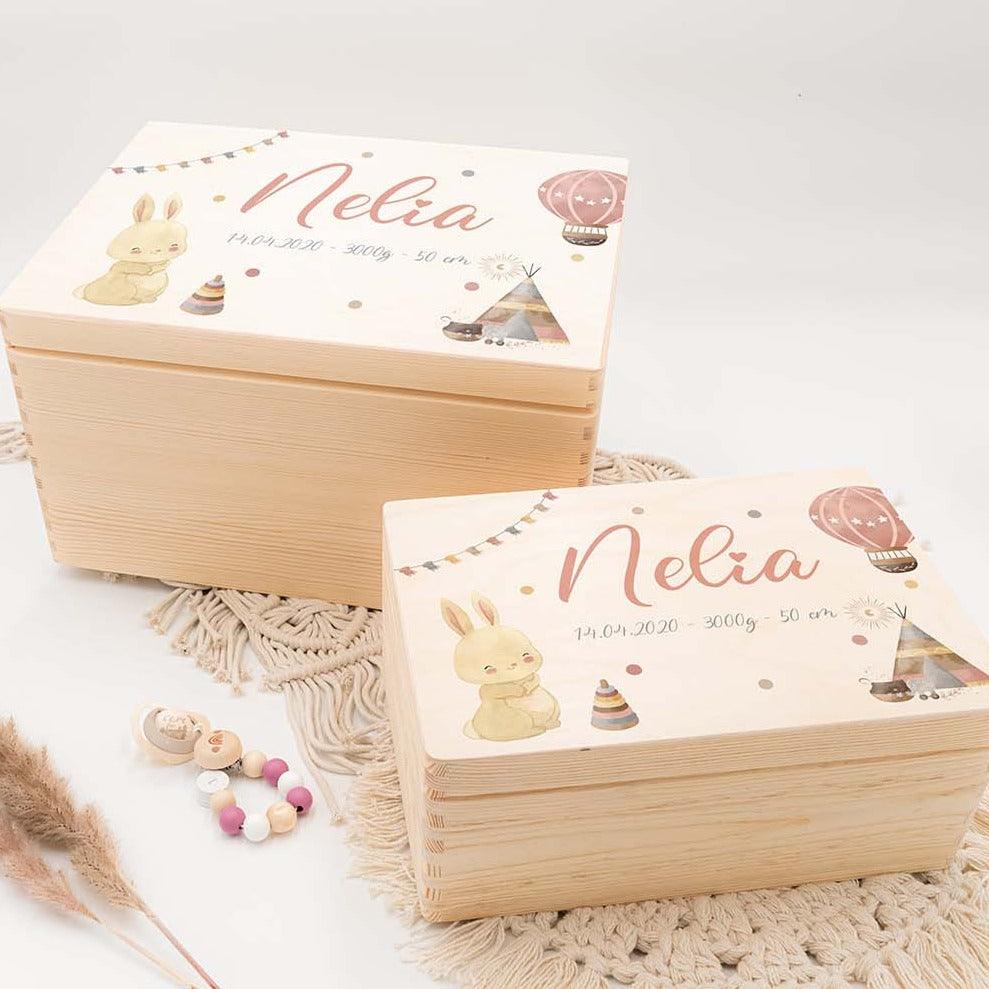 close-up of memory box with tipi motif