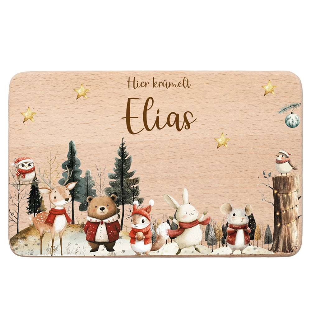 Frühstücksbrettchen Weihnachten im Winterwald - Geschenk Weihnachten