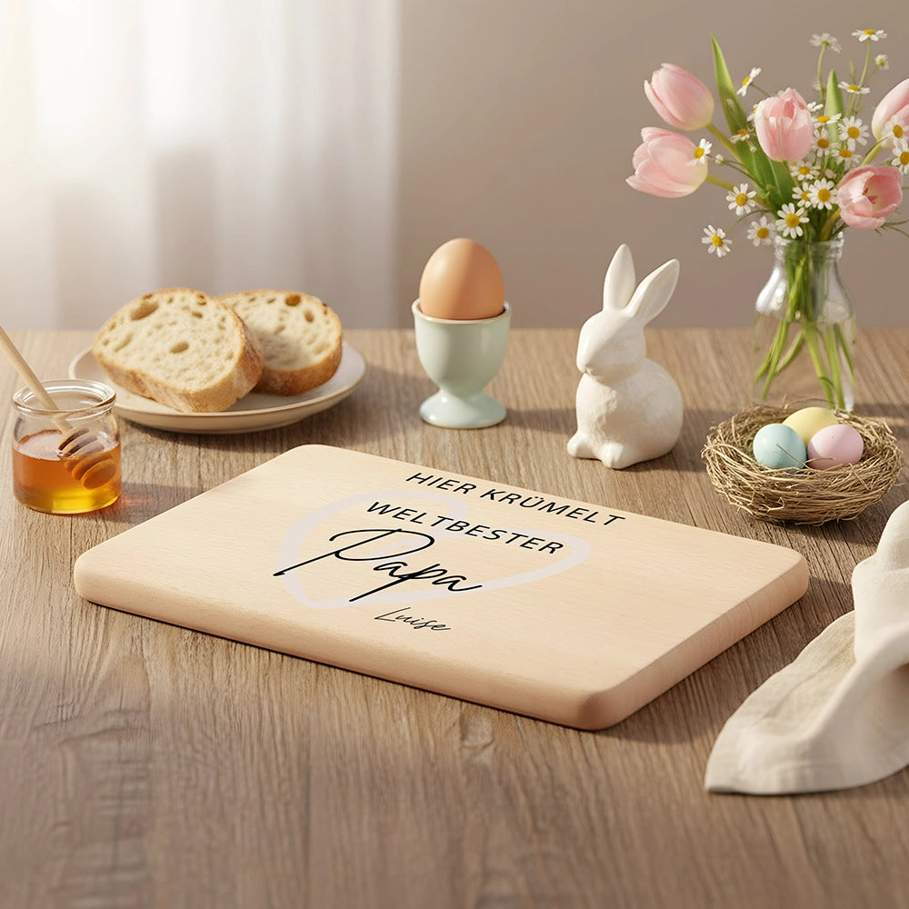 Frühstücksbrettchen Holz Weltbester Papa mit Gravur - Geschenk Vatertag