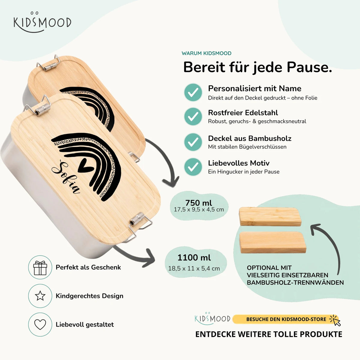 Brotdose personalsiert Regenbogen