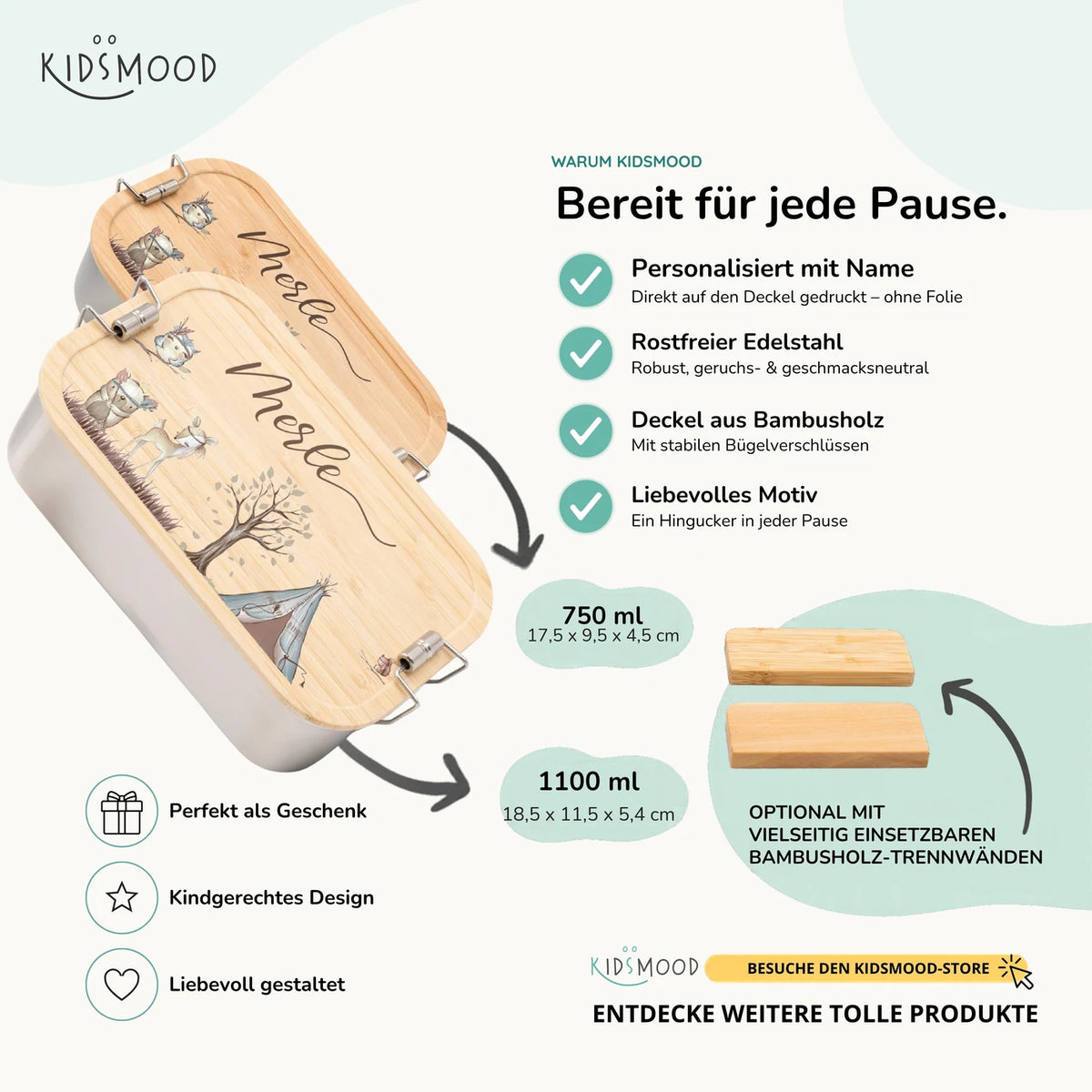Brotdose Kinder personalisiert - Woodland