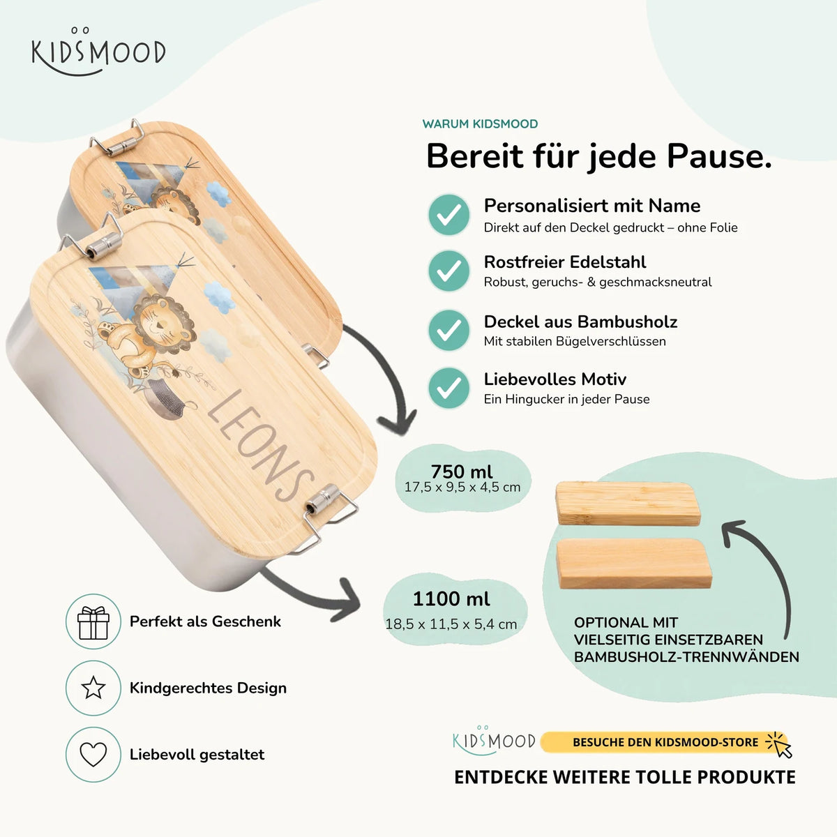 Brotdose Kinder personalisiert - Tipi Löwe