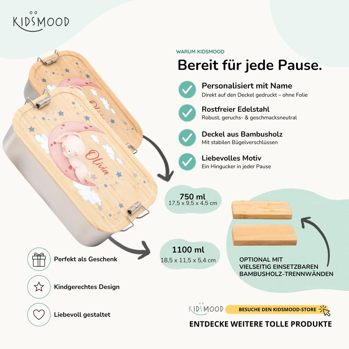 Brotdose Kinder personalisiert Baby Hase