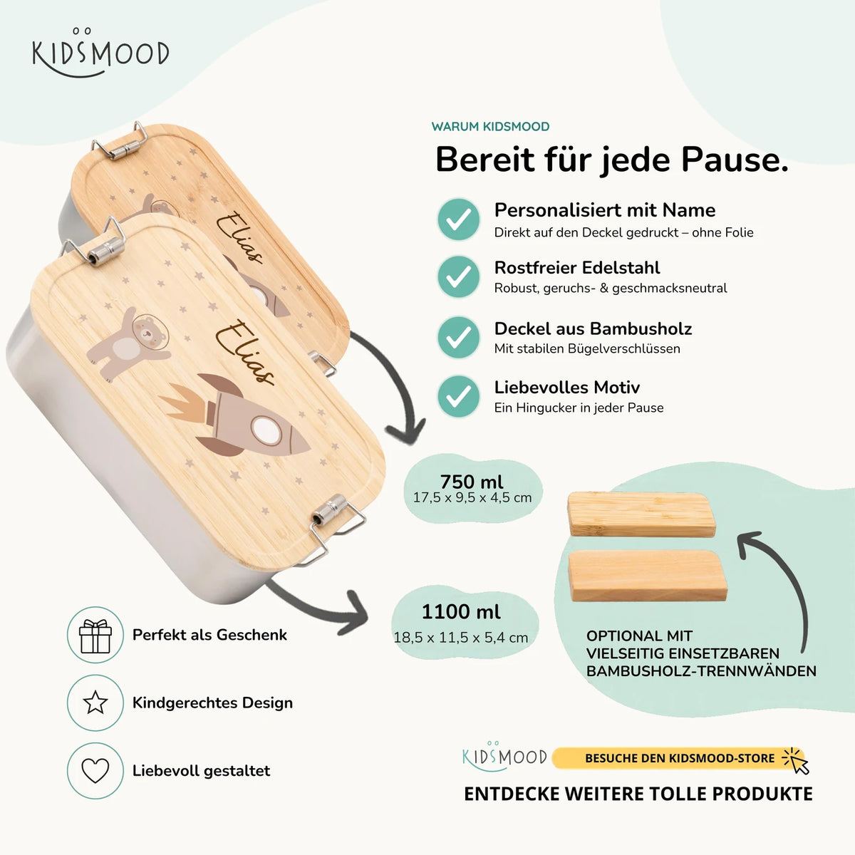 Brotdose Kinder personalisiert - Astronaut