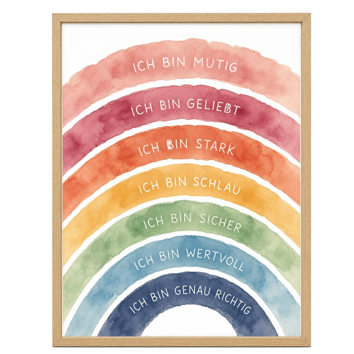 Affirmationsposter „Regenbogen Ich bin bunt“ fürs Kinderzimmer – Kinderposter mit positiven Botschaften, 30 × 40 cm