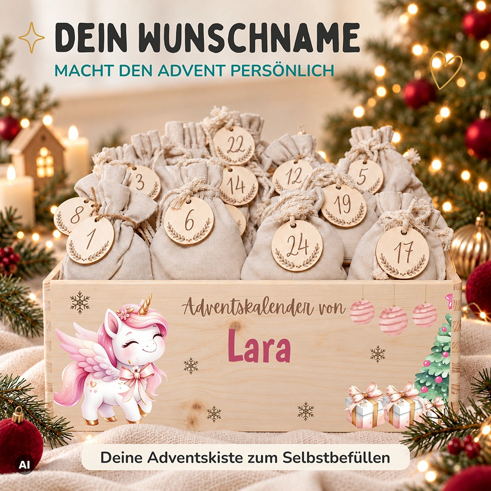 Personalisierter Adventskalender zum Befüllen - Einhorn