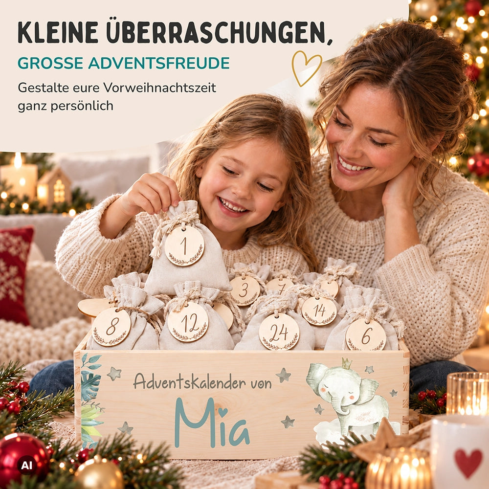 Personalisierter Adventskalender zum Befüllen - Elefant