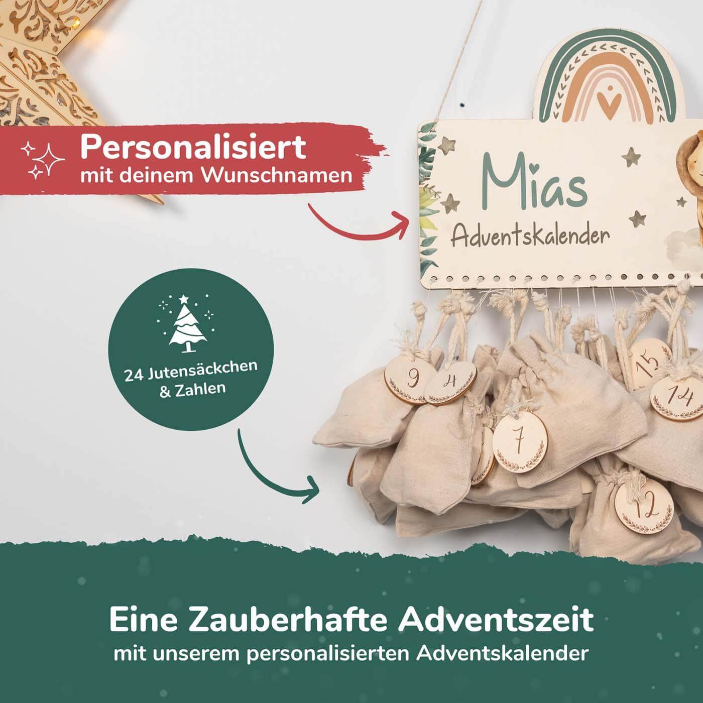 engraved advent calendar with lion and custom name