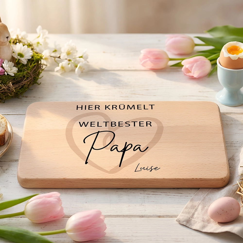 Frühstücksbrettchen Holz Weltbester Papa mit Gravur - Geschenk Vatertag