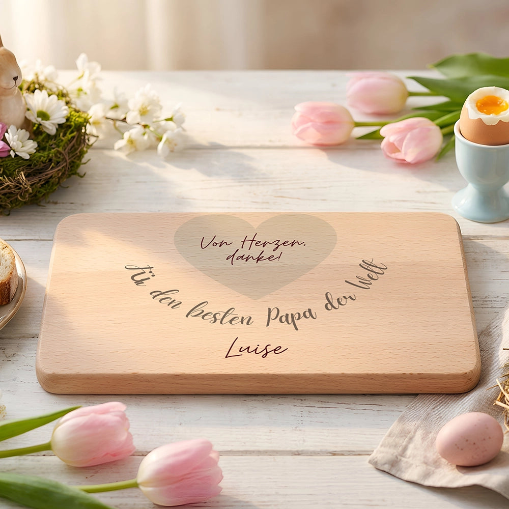 Frühstücksbrettchen Holz Für den besten Papa der Welt mit Gravur - Geschenk Vatertag
