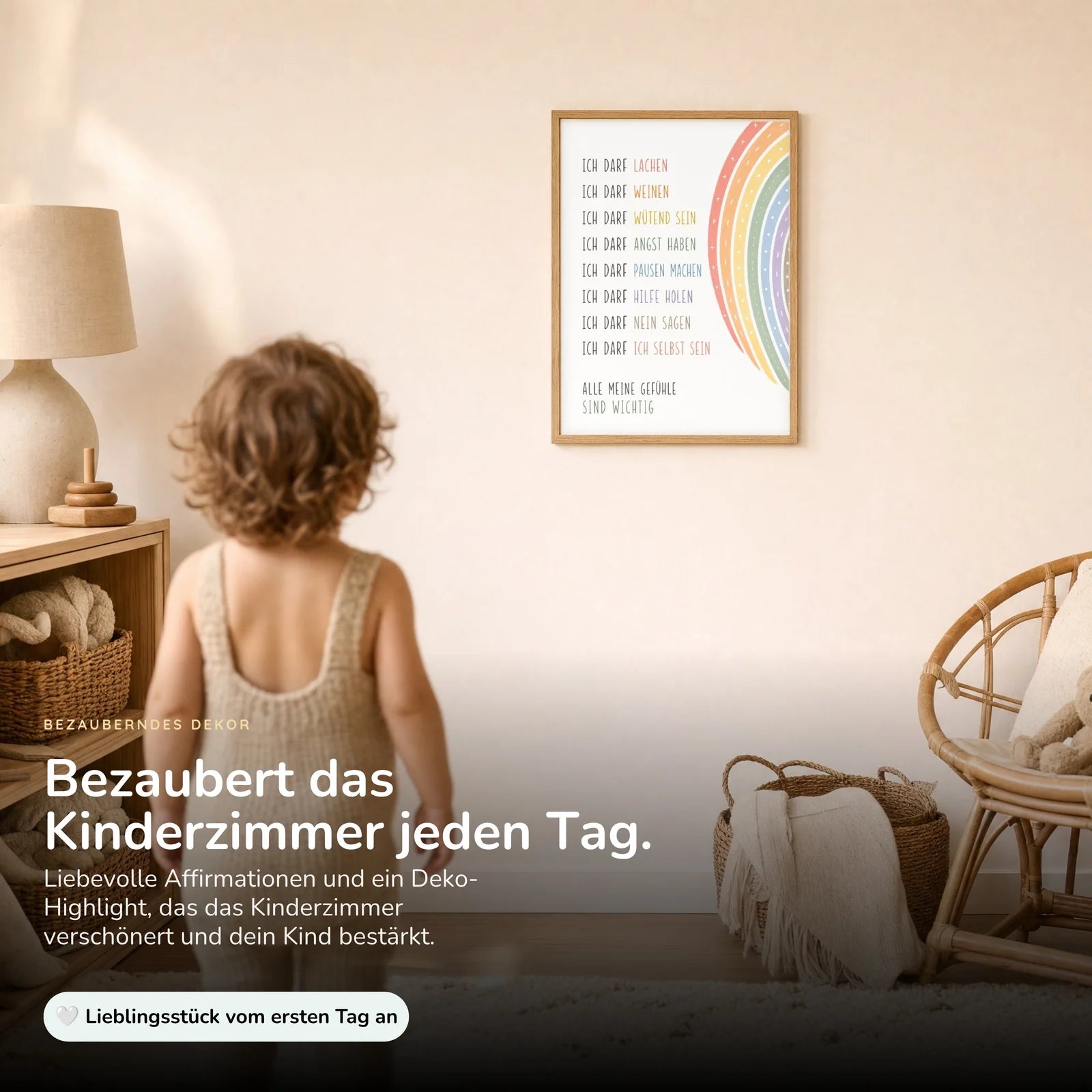 Affirmationsposter Kinderzimmer Minimal Ich darf, im Kinderzimmer an der Wand