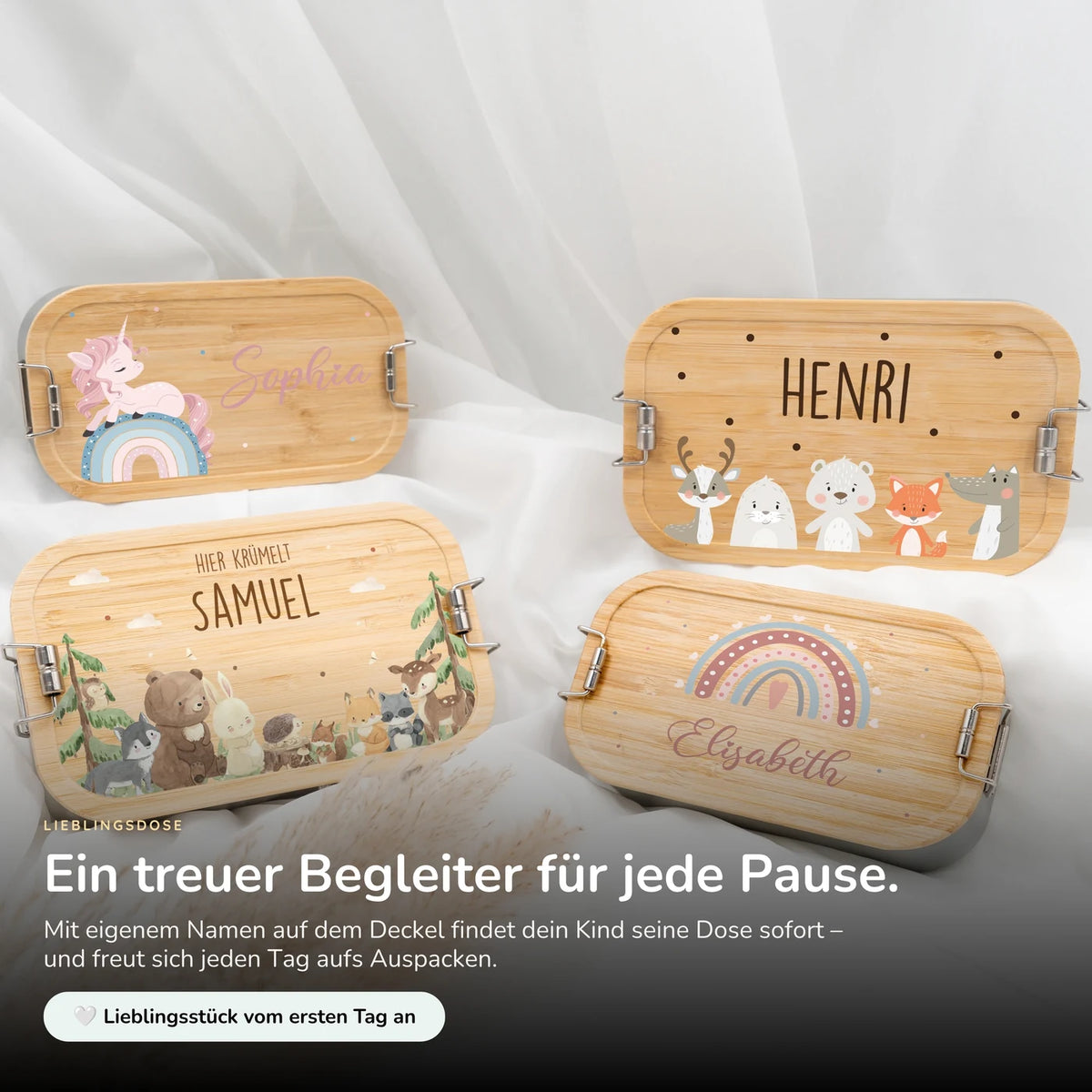Brotdose Kinder personalisiert - Winter Animals