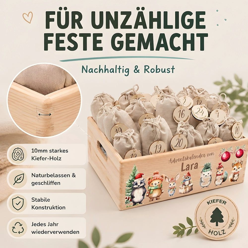Personalisierter Adventskalender zum Befüllen - Weihnachten Tiere