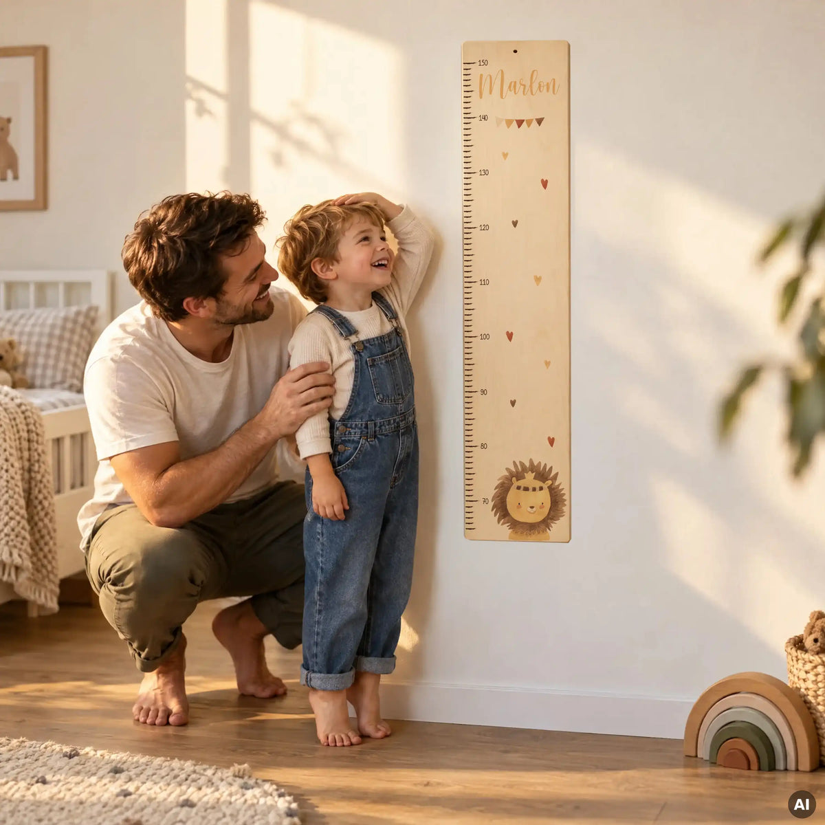 Messlatte Kinder Holz - Löwe Boho