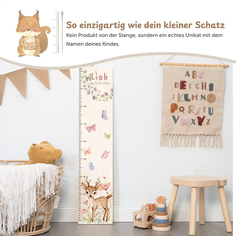 Messlatte Kinder Holz & Aluverbund - Baby Reh