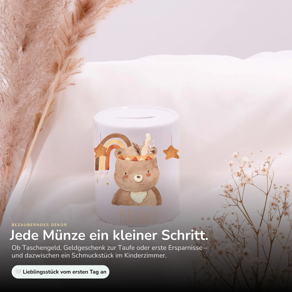 Spardose Kinder aus Keramik - Boho Bär