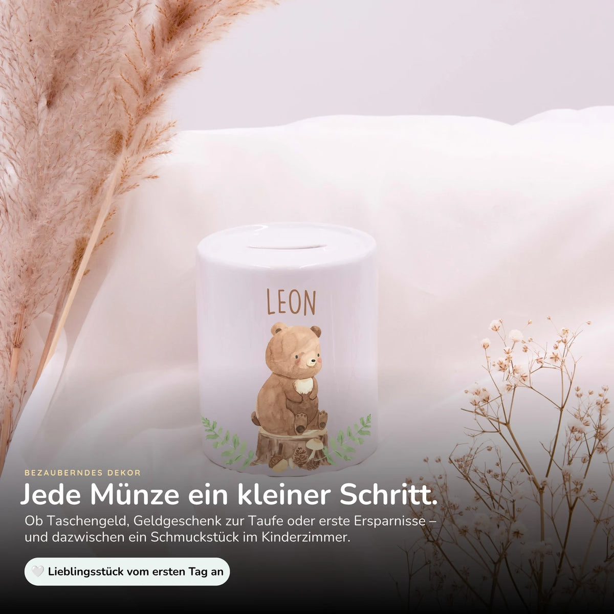 Spardose Kinder aus Keramik - Bär Waldtiere