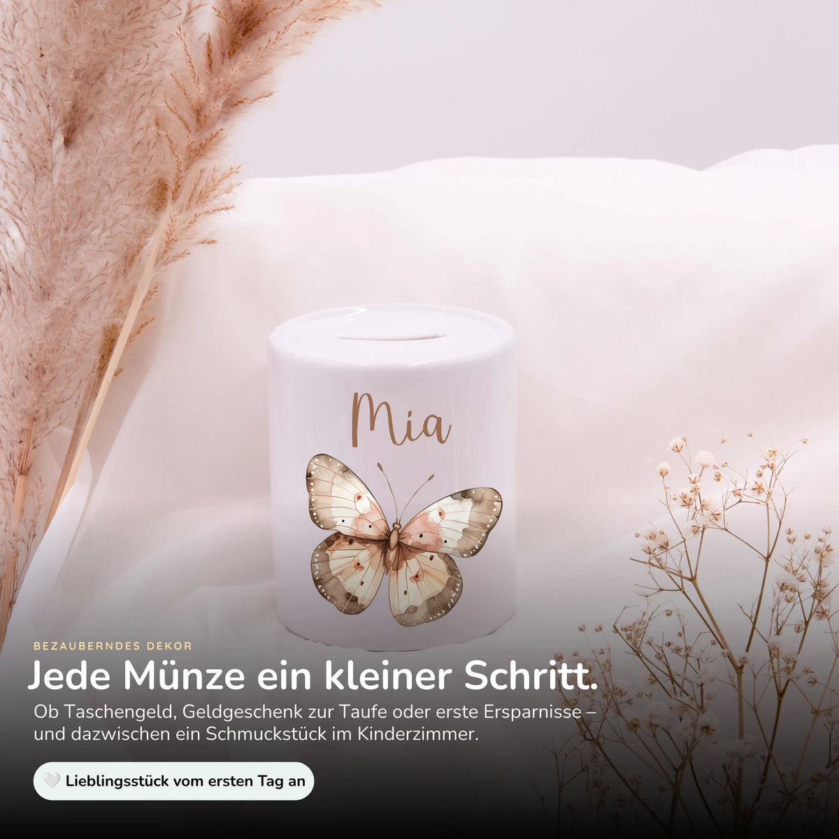 Spardose Kinder aus Keramik - Schmetterling