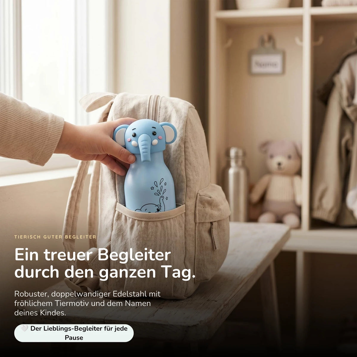 Personalisierte Trinkflasche Kinder Elefant – 450 ml