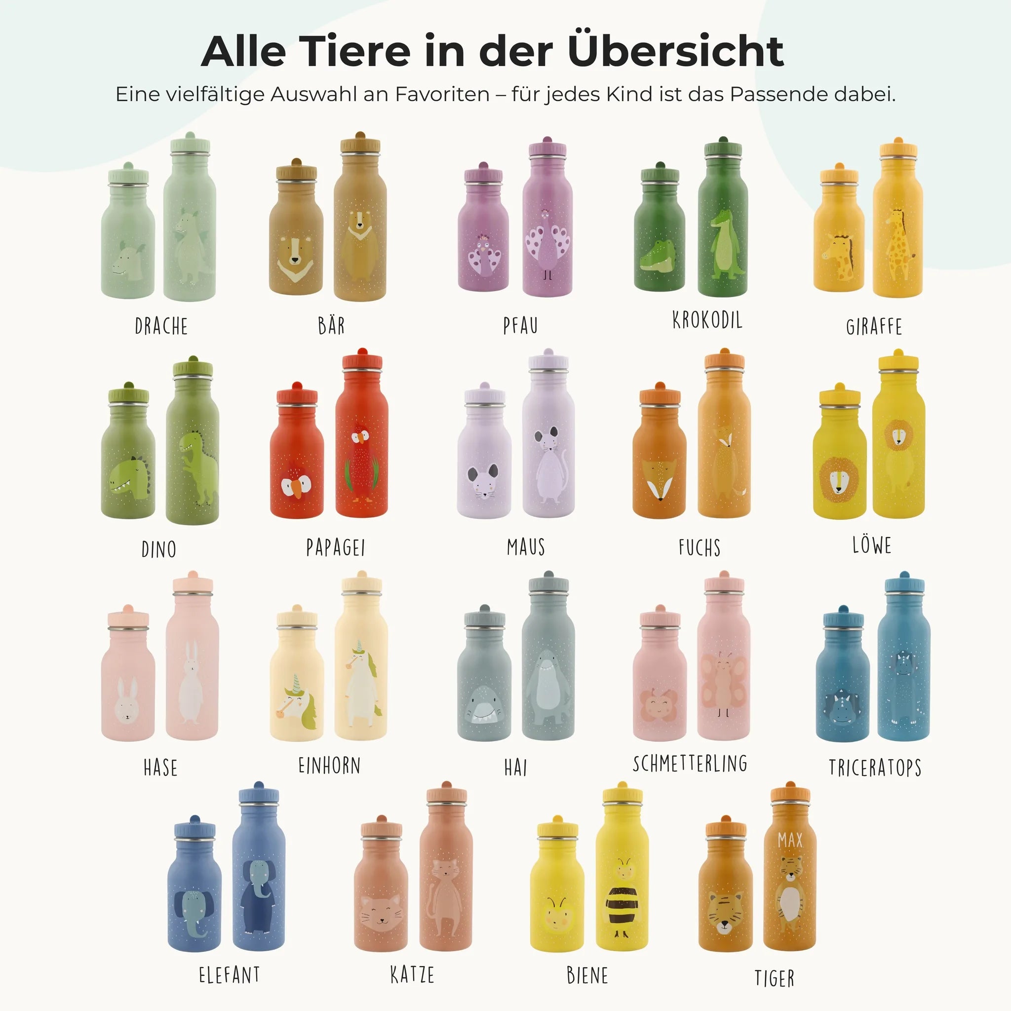 Trixie Trinkflasche Kinder Biene, auslaufsicher, Edelstahl mit Wunschname