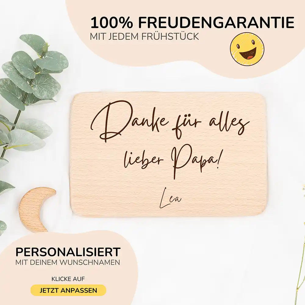 Frühstücksbrettchen Holz Danke für alles mit Gravur - Geschenk Vatertag