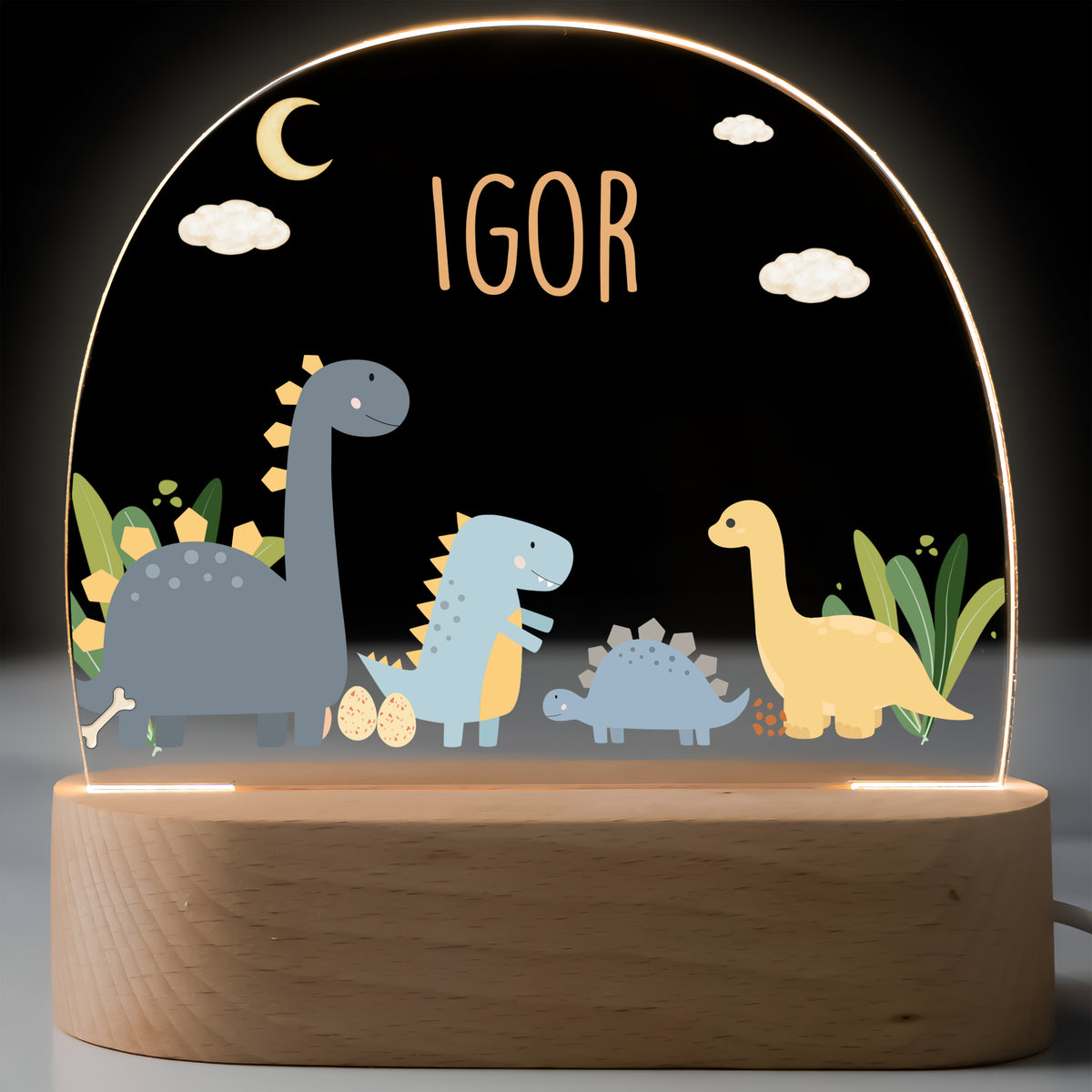 Nachtlicht Kinder personalisiert - Süße Dinosaurier
