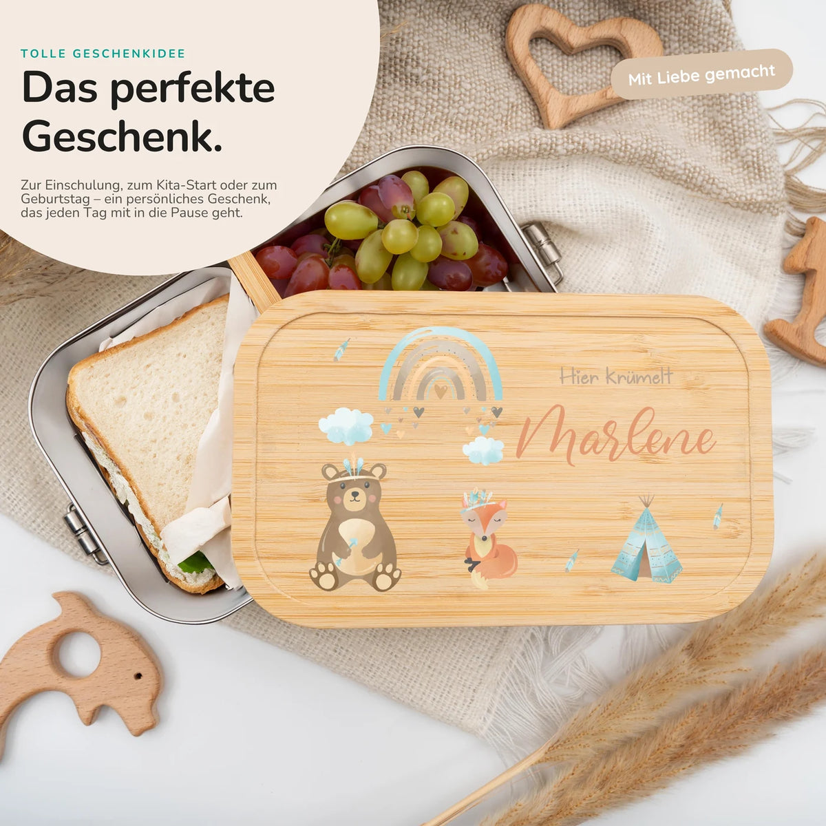 Brotdose Kinder personalisiert - Tipi