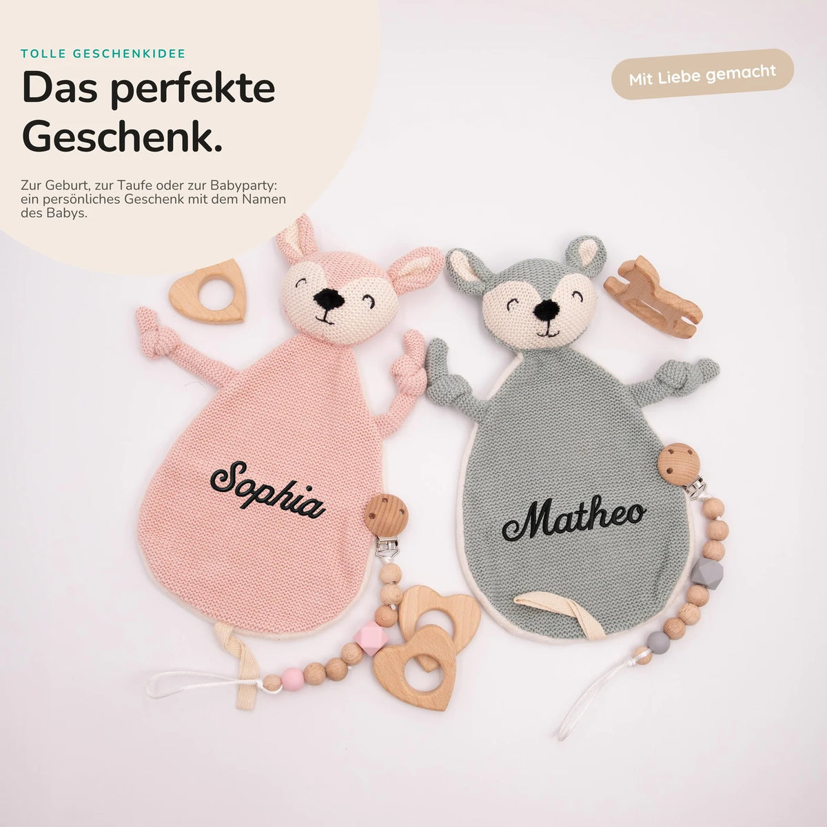 JOLLEIN Schnuffeltuch personalisiert mit Namen - Mädchen & Jungen