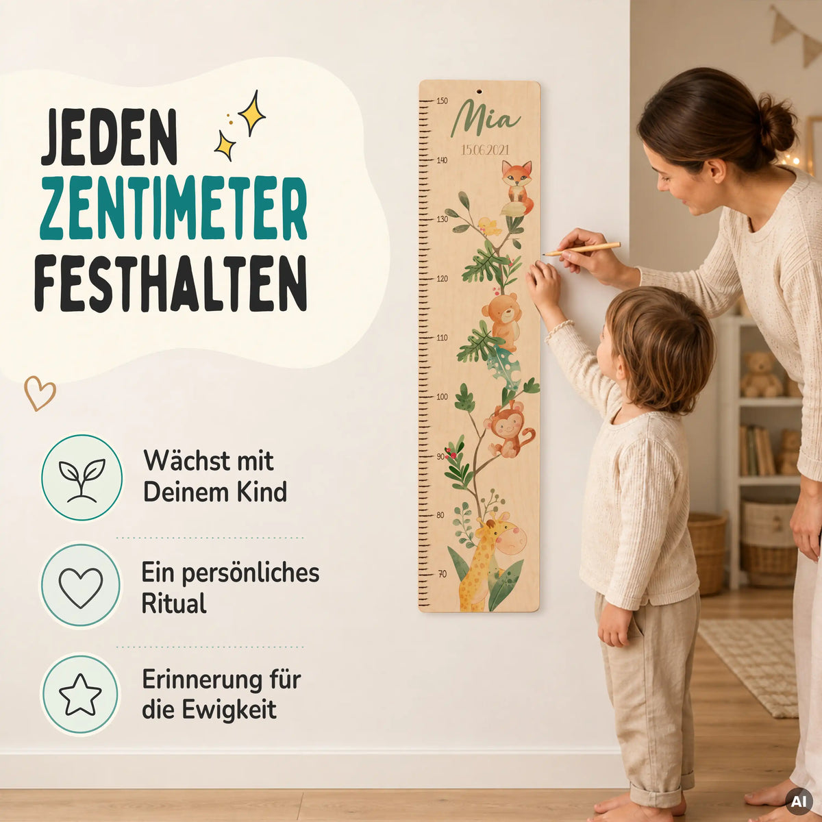 Messlatte Kinder Holz & Aluverbund - Jungle