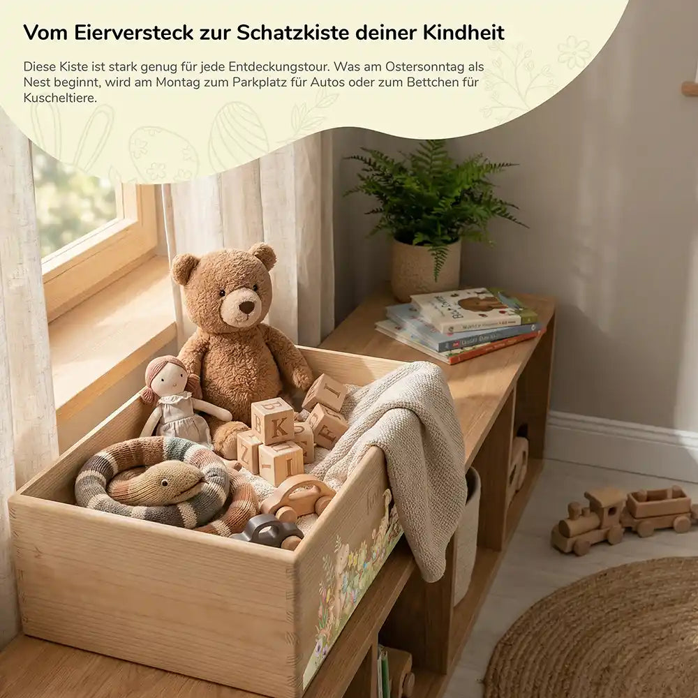 Osterkiste Holz personalisiert - Osterglück